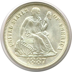 image for: 1887 10c PCGS/CAC MS65