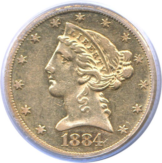 image for: 1884-CC $5  PCGS AU50