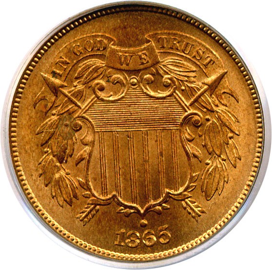 image for: 1865 2c  PCGS/CAC MS64 RD