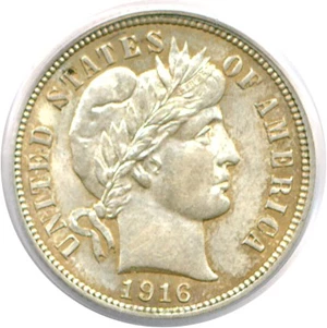 image for: 1916 10c Barber PCGS MS63