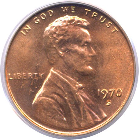 image for: 1970-S 1c Small Date PCGS MS64 RD