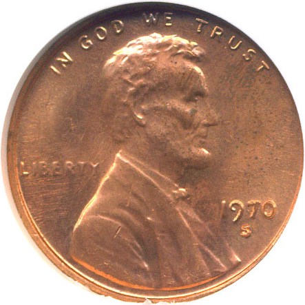 image for: 1970-S 1c Small Date NGC MS65 RD