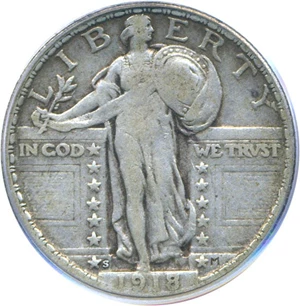 image for: 1918-S 25c PCGS VF25