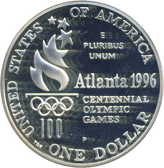 image for: 1996-P $1 Paralympics PCGS Proof 69 DCameo & US Mint Cancelled Coin Die