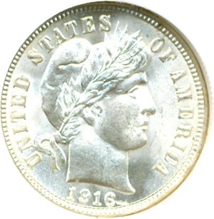 image for: 1916 10c Barber NGC MS66