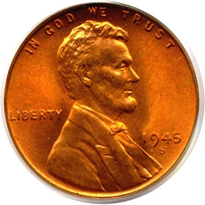 image for: 1945-S 1c PCGS MS67 RD