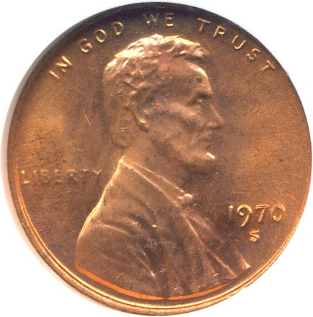 image for: 1970-S 1c Small Date NGC MS65 RD