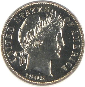 image for: 1908 10c PCGS/CAC Proof 64