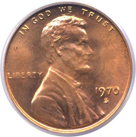 image for: 1970-S 1c Small Date PCGS MS65 RD