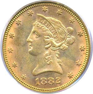 image for: 1882 $10 PCGS AU58
