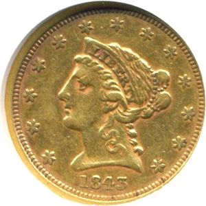 image for: 1843-O $2 1/2 Small Date NGC AU50