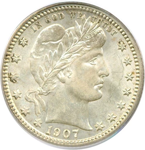 image for: 1907 25c PCGS MS62