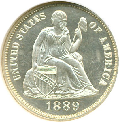image for: 1889 10c  NGC Proof 66