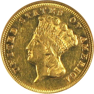 image for: 1872 $3 NGC AU55