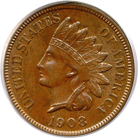 image for: 1908 1c  PCGS MS63 BN