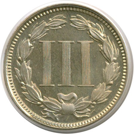 image for: 1869 3cN  PCGS/CAC Proof 65