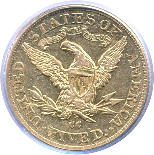 image for: 1884-CC $5  PCGS AU50