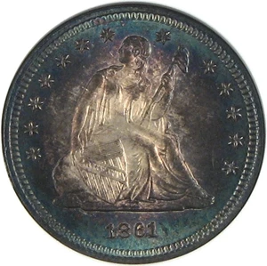image for: 1861 25c NGC MS64 *Color*
