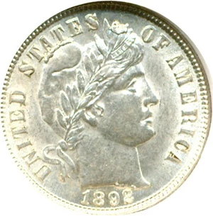 image for: 1892 10c NGC MS61