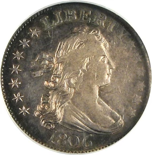 image for: 1806 25c PCGS/CAC AU50