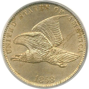 image for: 1858 1c Small Letters PCGS MS64