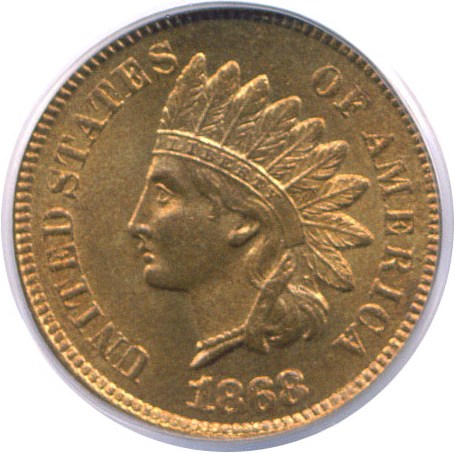 image for: 1868 1c  PCGS/CAC MS65 RB