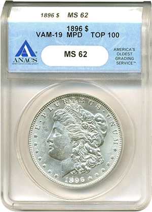 image for: Top 100 VAM: 1896 $1 VAM 19 ANACS MS62