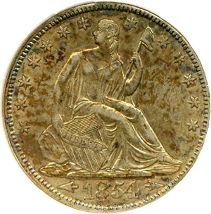 image for: 1854 50c DGS AU53 Arrows (Lightly Cleaned)