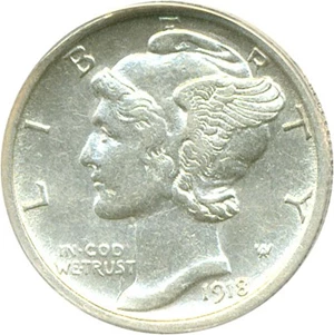 image for: 1918-S 10c ANACS XF45 - Clashed Dies