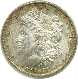image for: Top 100 VAM: 1891-S $1 VAM 3 Doubled Stars ANACS MS62