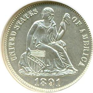 image for: 1891 10c NGC Proof 63 Cameo