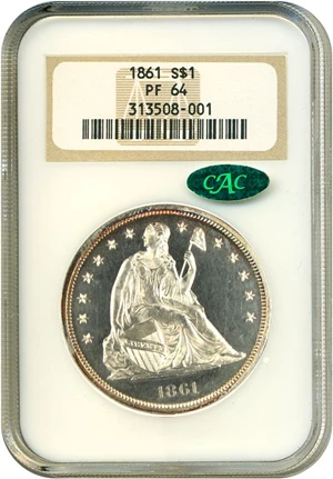 image for: 1861 $1 NGC/CAC Proof 64