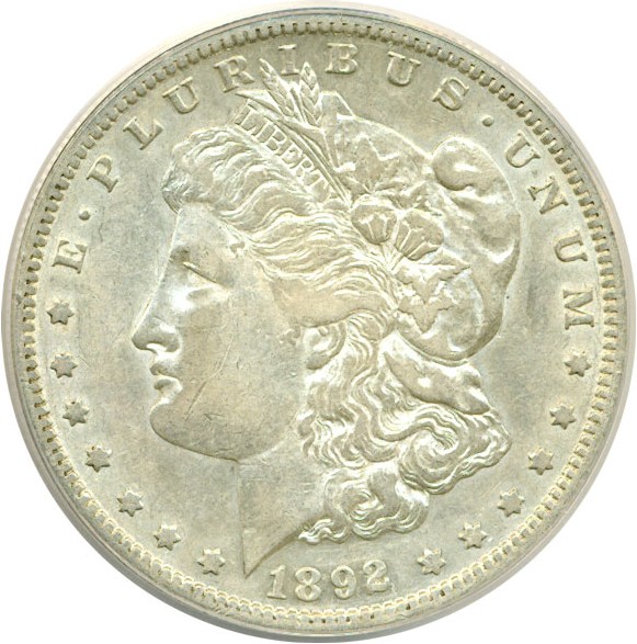 image for: Top 100 VAM: 1892-S $1 VAM 2  Doubled Date ANACS XF40 Details (Cleaned)