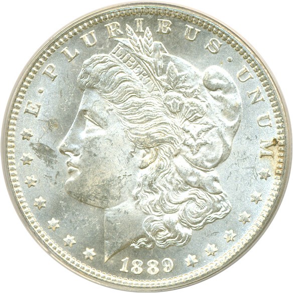 image for: Top 100 VAM: 1889 $1 VAM 22  Bar Wing ANACS MS62 