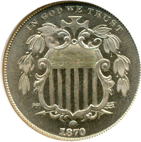 image for: 1870 5c  NGC Proof 65 