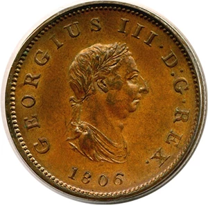 image for: Great Britain: 1806 1/2 D PCGS MS64 BN