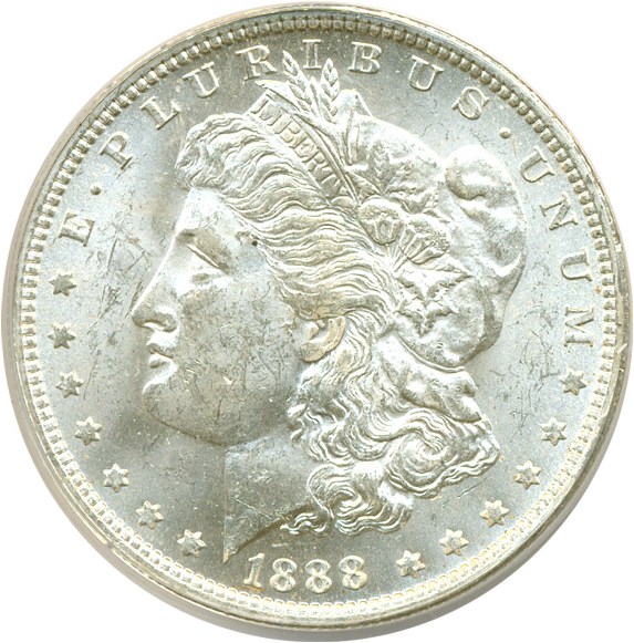 image for: Top 100 VAM: 1888-O $1 VAM 1A  E Rev ANACS MS62 