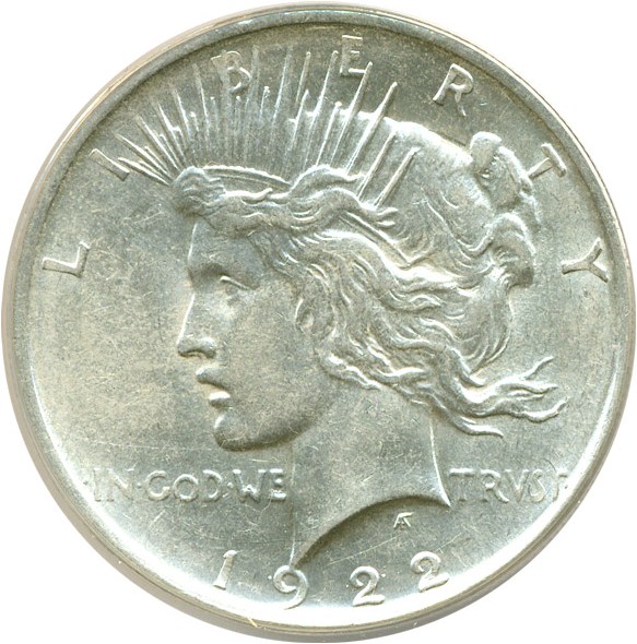 image for: Top 50 VAM: 1922-D $1 VAM 3  DDR ANACS AU53 