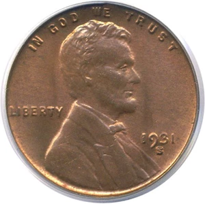 image for: 1931-S 1c PCGS MS65 RD