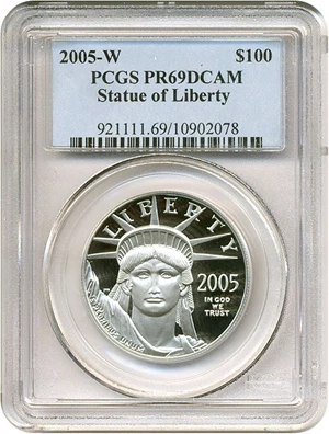 image for: 2005-W $100 Platinum Eagle PCGS Proof 69 DCameo