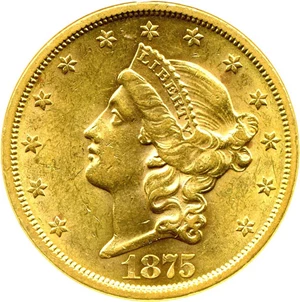 image for: 1875-S $20 DGS AU58 (Lightly Scratched Obverse)