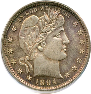 image for: 1894 25c PCGS MS65