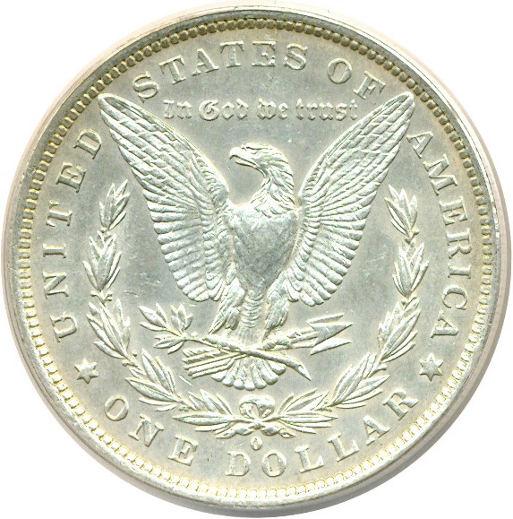 image for: Top 100 VAM: 1882-O $1 VAM 3  O/S  EDS ANACS AU50 Details (Cleaned)