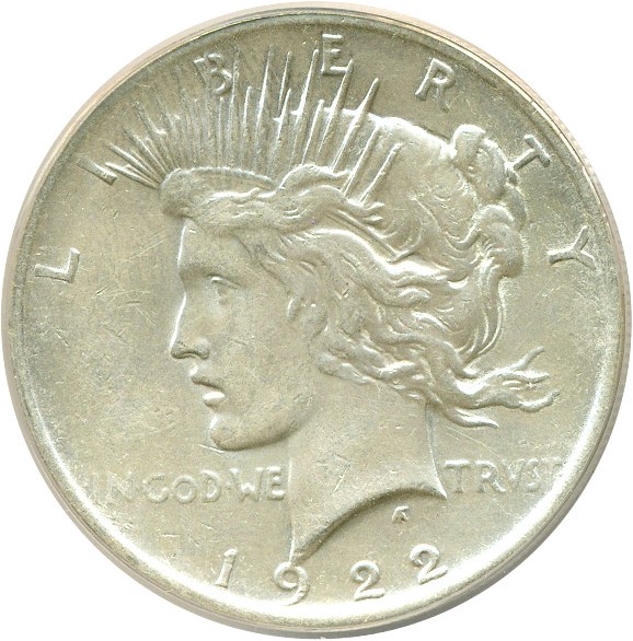 image for: Top 50 VAM: 1922 $1 VAM 6  DDR ANACS AU50 Details (Cleaned)