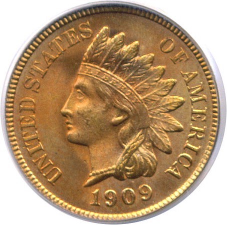 image for: 1909 1c Indian PCGS MS65 RD