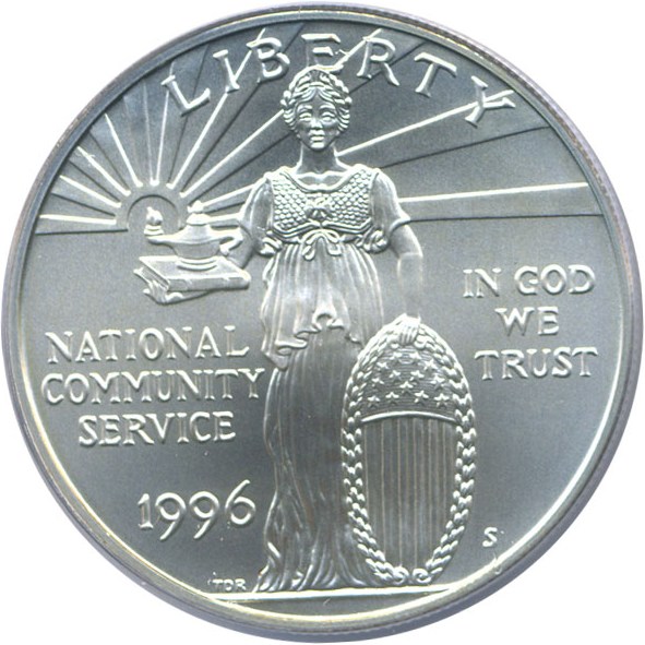 image for: 1996-S $1 National Community Service (NCS) PCGS MS69 