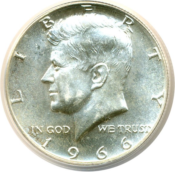 image for: 1966 50c Dbd Die Obv ANACS MS63 