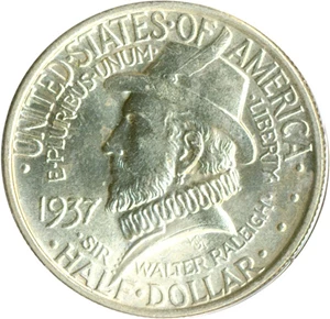 image for: 1937 50c Roanoke PCGS MS65
