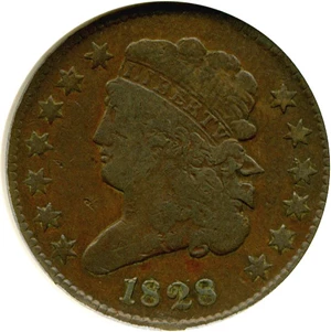 image for: 1828 1/2c Fine Details ANACS Net VG-8 BN (Corroded)
