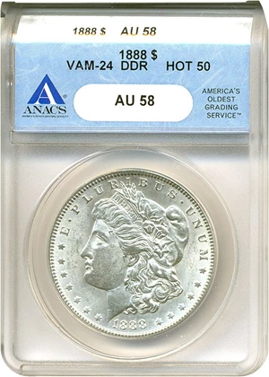 image for: 1888-O $1 VAM 24 DDR ANACS AU58
